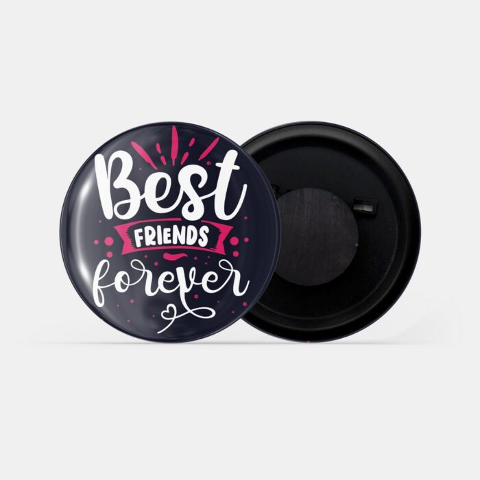 dhcrafts Fridge Magnet Black Best Friends Forever Glossy Finish Design Pack of 1 (58mm)