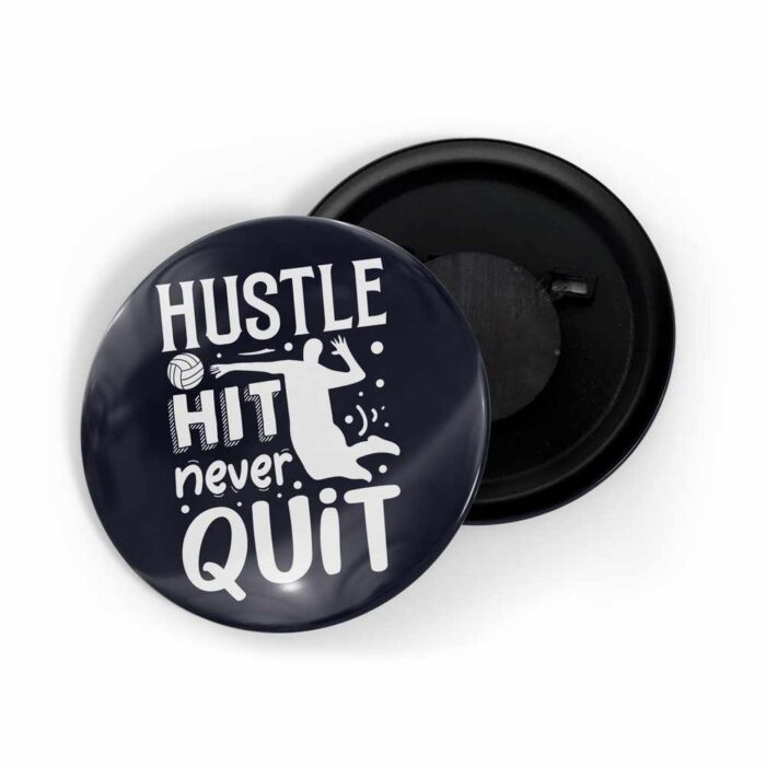 dhcrafts Fridge Magnet Black Hustle Hit Never Quit Glossy Finish Design Pack of 1 (58mm)