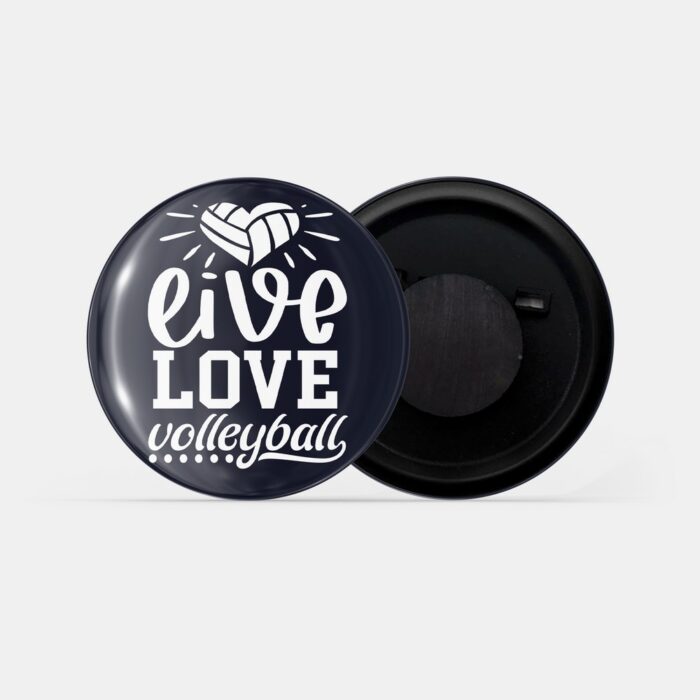 dhcrafts Fridge Magnet Black Live Love Volleyball Glossy Finish Design Pack of 1 (58mm)