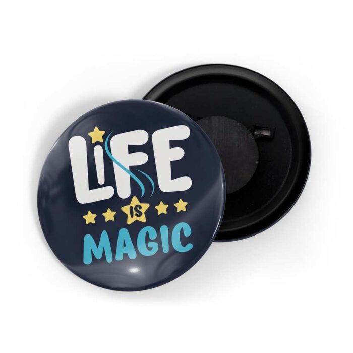 dhcrafts Fridge Magnet Blue Life Is Magic Glossy Finish Design Pack of 1 (58mm)