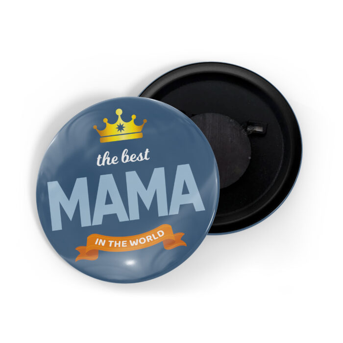 dhcrafts Fridge Magnet Blue Best Mama In The World Glossy Finish Design Pack of 1 (58mm)