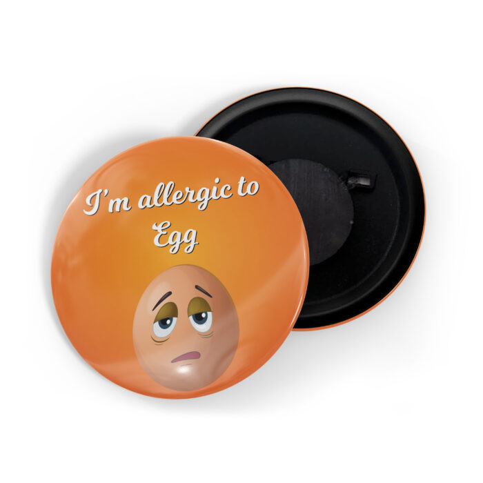 dhcrafts Fridge Magnet Yellow I'm Allergic To Egg D1 Glossy Finish Design Pack of 1 (58mm)