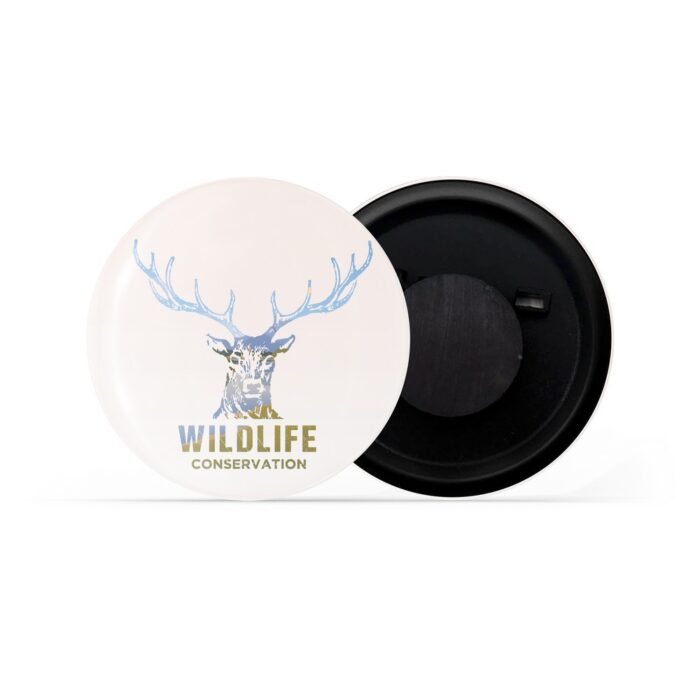 dhcrafts Fridge Magnet Wildlife Conservation deer  D6 Glossy Finish Design Pack of 1 (58mm)