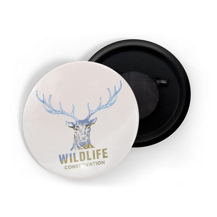 dhcrafts Fridge Magnet Wildlife Conservation deer  D6 Glossy Finish Design Pack of 1 (58mm)