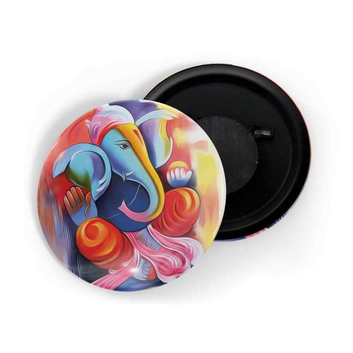 dhcrafts Fridge Magnet Multicolor Ganesha D2 Glossy Finish Design Pack of 1 (58mm)