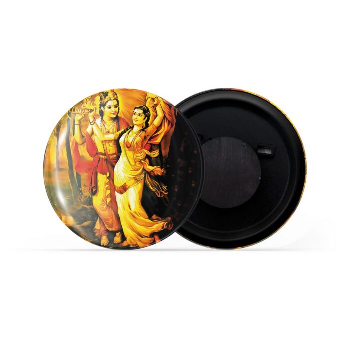 dhcrafts Fridge Magnet Multicolor Radha Krishna D6 Glossy Finish Design Pack of 1 (58mm)
