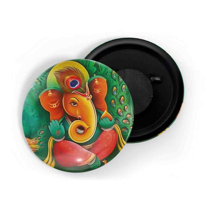 dhcrafts Fridge Magnet Multicolor Ganesha D3 Glossy Finish Design Pack of 1 (58mm)