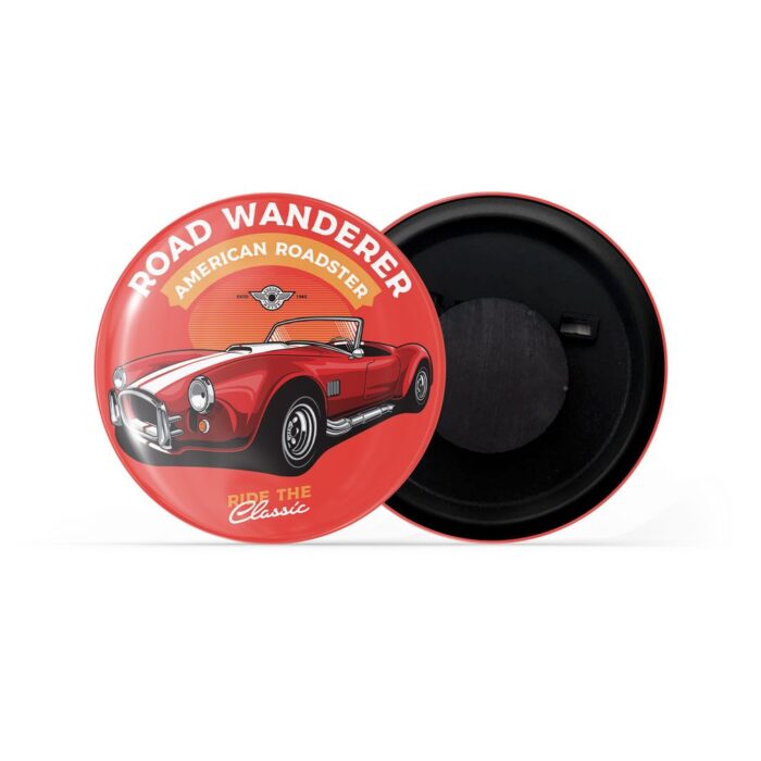 dhcrafts Fridge Magnet Red Classic legend Vitnage Car Automobile D35 Glossy Finish Design Pack of 1 (58mm)