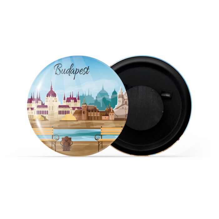 dhcrafts Fridge Magnet Multicolor Hungary Budapest Glossy Finish Design Pack of 1 (58mm)