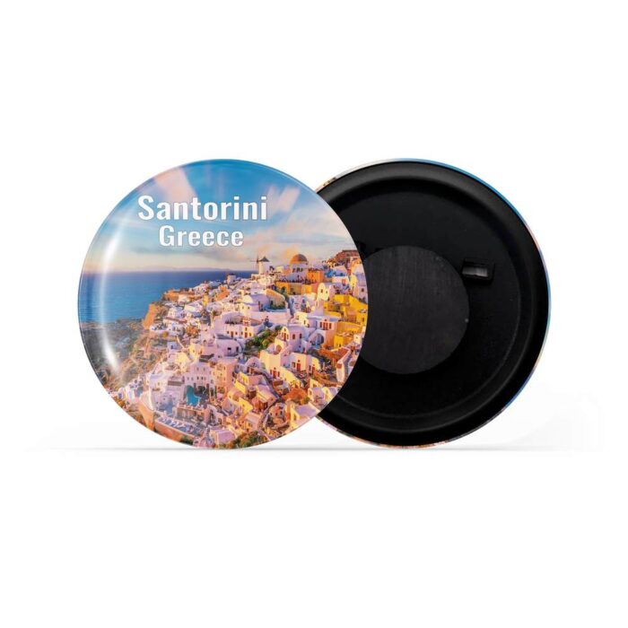 dhcrafts Fridge Magnet Greece Santorini Glossy Finish Design Pack of 1 (58mm)