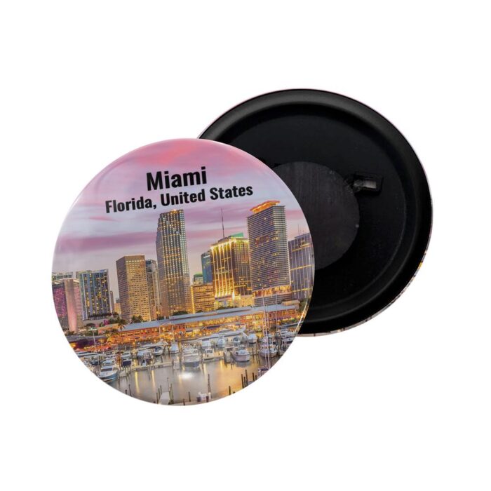 dhcrafts Fridge Magnet United States Miami Florida Glossy Finish Design Pack of 1 (58mm)