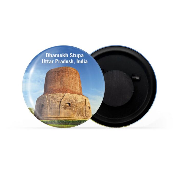 dhcrafts Fridge Magnet India Uttar Pradesh Dhamek Stupa Glossy Finish Design Pack of 1 (58mm)