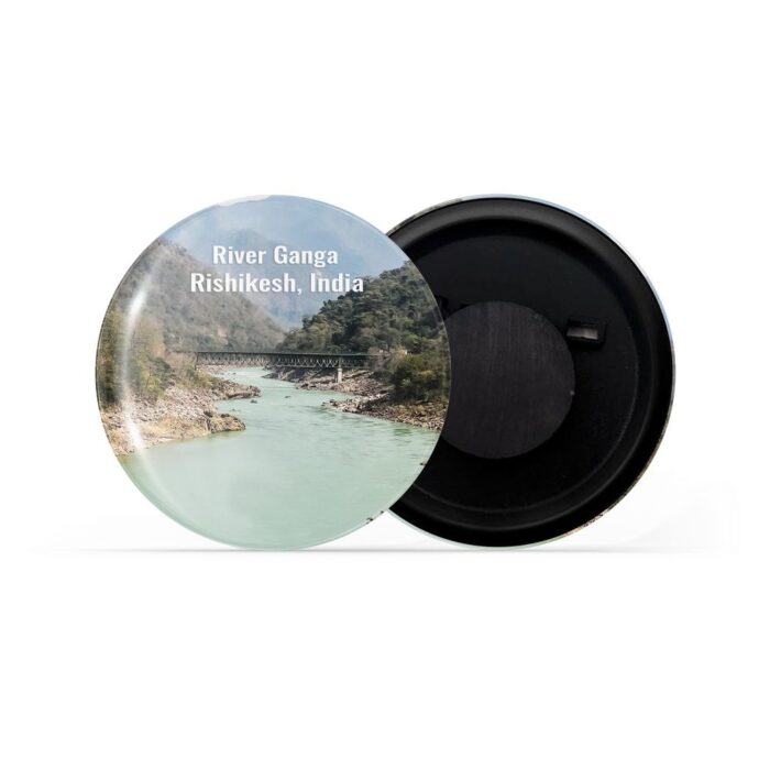 dhcrafts Fridge Magnet India Rishikesh River Ganga Rishikesh Glossy Finish Design Pack of 1 (58mm)