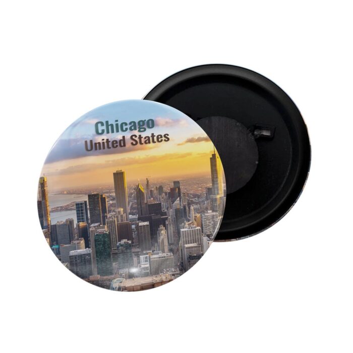 dhcrafts Fridge Magnet United States Chicago D2 Glossy Finish Design Pack of 1 (58mm)