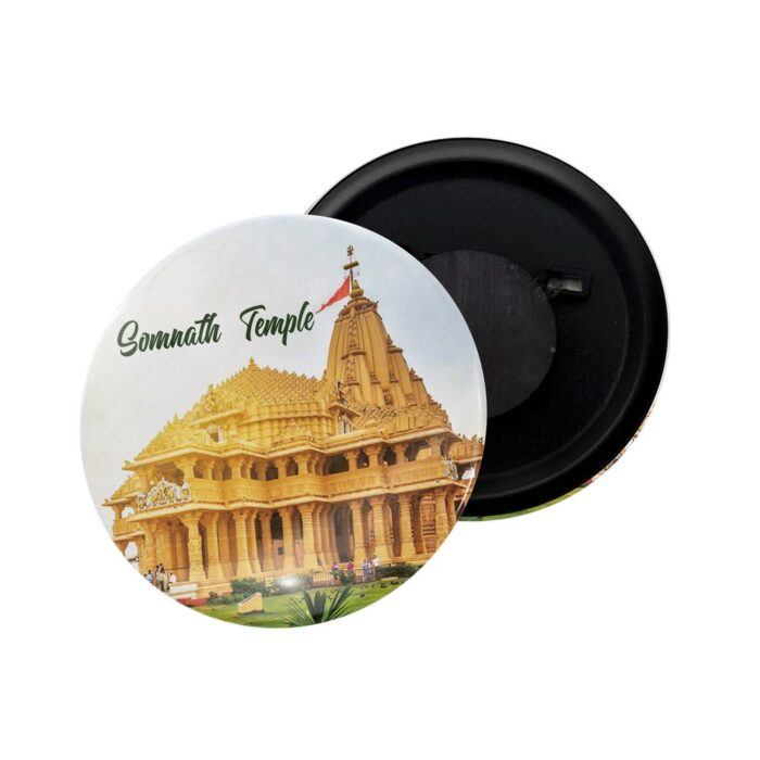dhcrafts Fridge Magnet Multicolor Somanath Mandir Gujarat Glossy Finish Design Pack of 1 (58mm)