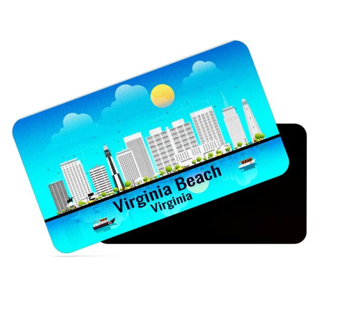 dhcrafts Rectangular Rubber Fridge Magnet / Magnetic Card Blue Virginia Virginia Beach Design Pack of 1 (8.6cm x 5.4cm)