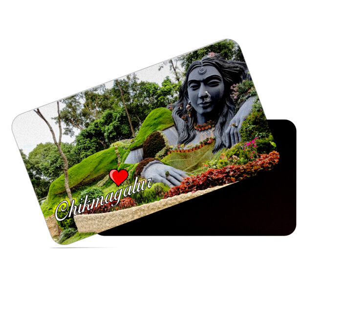 dhcrafts Rectangular Rubber Fridge Magnet / Magnetic Card Multicolor Karnataka Chikmangalur D1 Design Pack of 1 (8.6cm x 5.4cm)