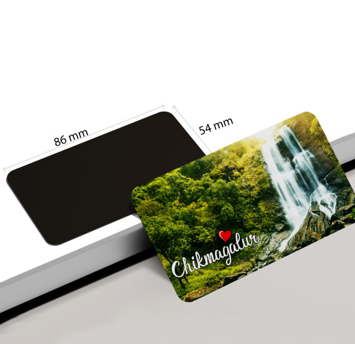 dhcrafts Rectangular Rubber Fridge Magnet / Magnetic Card Multicolor Karnataka Chikmangalur D8 Design Pack of 1 (8.6cm x 5.4cm)