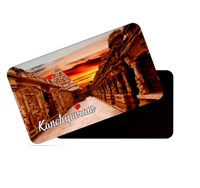 dhcrafts Rectangular Rubber Fridge Magnet / Magnetic Card Multicolor Tamil Nadu Kanchipuram Design Pack of 1 (8.6cm x 5.4cm)
