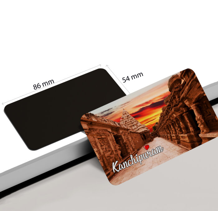 dhcrafts Rectangular Rubber Fridge Magnet / Magnetic Card Multicolor Tamil Nadu Kanchipuram Design Pack of 1 (8.6cm x 5.4cm)