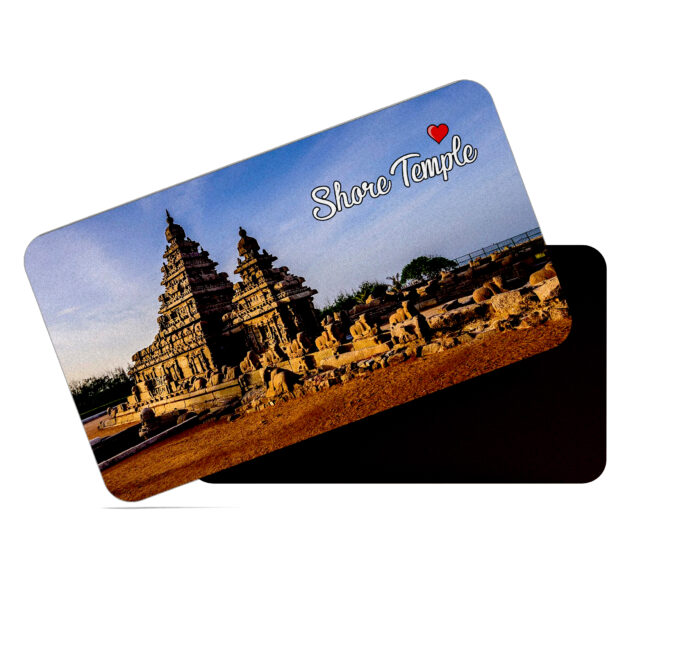 dhcrafts Rectangular Rubber Fridge Magnet / Magnetic Card Multicolor Tamil Nadu Shore Temple Design Pack of 1 (8.6cm x 5.4cm)