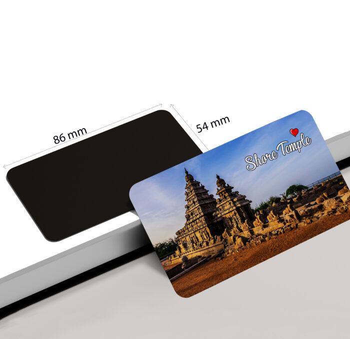 dhcrafts Rectangular Rubber Fridge Magnet / Magnetic Card Multicolor Tamil Nadu Shore Temple Design Pack of 1 (8.6cm x 5.4cm)