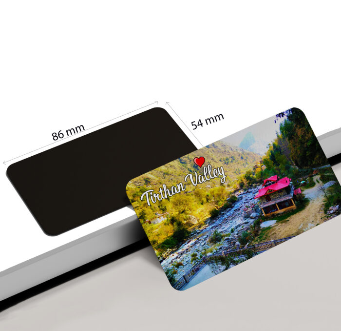 dhcrafts Rectangular Rubber Fridge Magnet / Magnetic Card Multicolor Himachal Pradesh Tirthan Valley D1 Design Pack of 1 (8.6cm x 5.4cm)