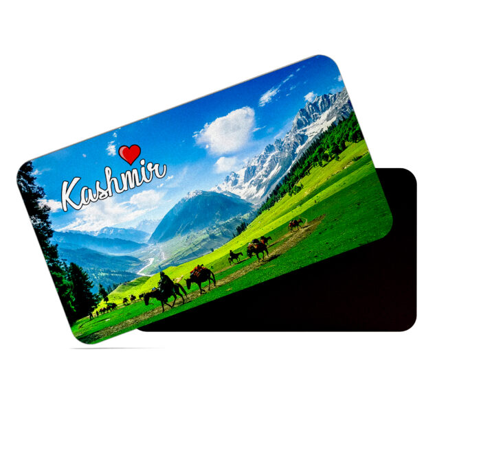 dhcrafts Rectangular Rubber Fridge Magnet / Magnetic Card Multicolor Kashmir D2 Design Pack of 1 (8.6cm x 5.4cm)