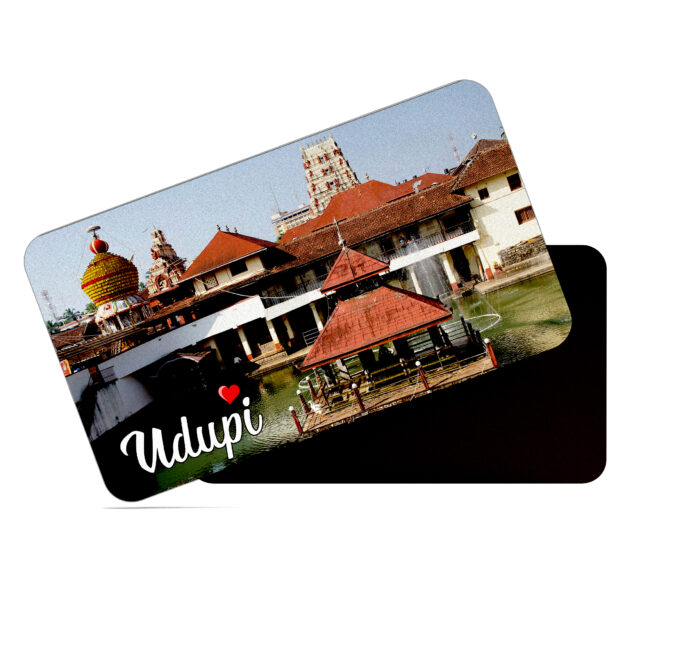dhcrafts Rectangular Rubber Fridge Magnet / Magnetic Card Multicolor Karnataka Udupi D2 Design Pack of 1 (8.6cm x 5.4cm)