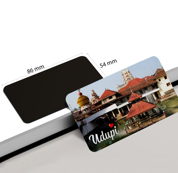 dhcrafts Rectangular Rubber Fridge Magnet / Magnetic Card Multicolor Karnataka Udupi D2 Design Pack of 1 (8.6cm x 5.4cm)
