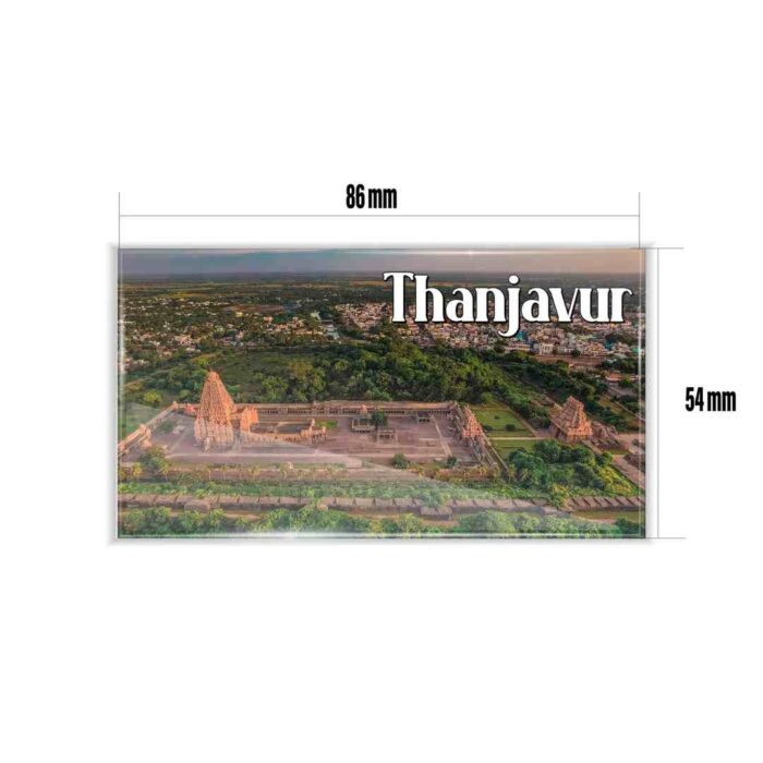 dhcrafts Fridge Magnet Rectangle Acrylic Glass (8.6 x 5.4 cm) Tamil Nadu Thanjavur D1 Design Pack of 1