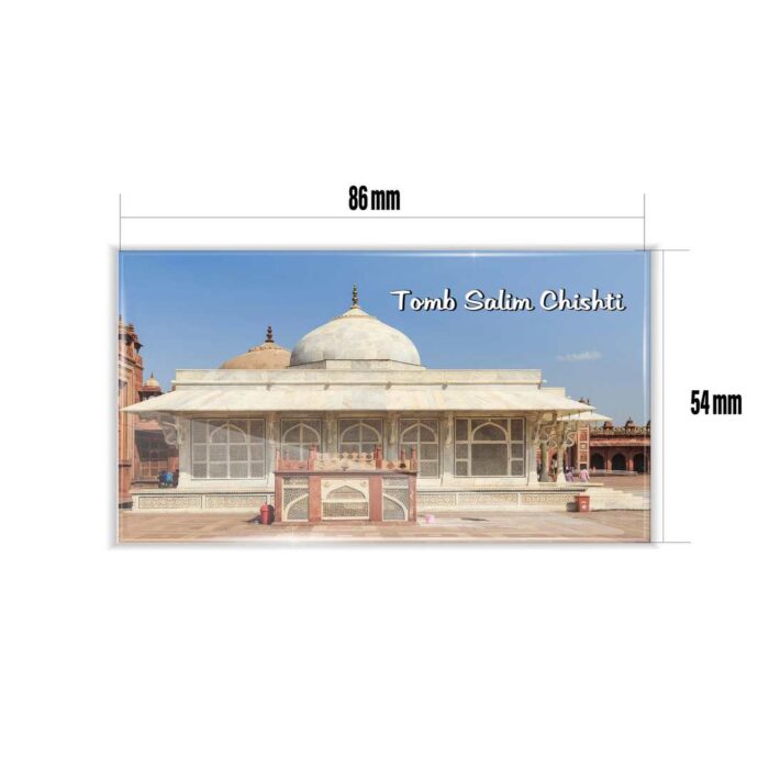 dhcrafts Fridge Magnet Rectangle Acrylic Glass (8.6 x 5.4 cm) Uttar Pradesh Tomb Salim Chishti Design Pack of 1