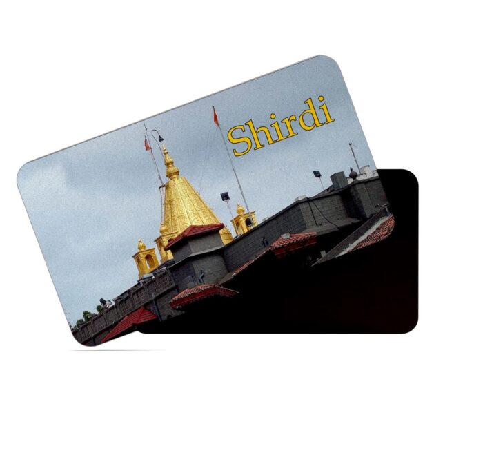 dhcrafts Rectangular Rubber Fridge Magnet / Magnetic Card Multicolor Maharashtra Shirdi Design Pack of 1 (8.6cm x 5.4cm)