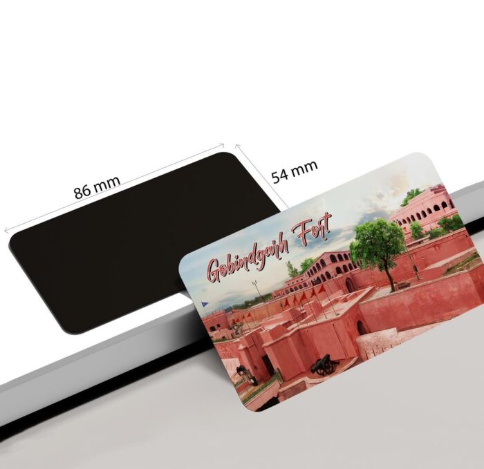 dhcrafts Rectangular Rubber Fridge Magnet / Magnetic Card Multicolor Punjab Gobindgarh Fort Design Pack of 1 (8.6cm x 5.4cm)