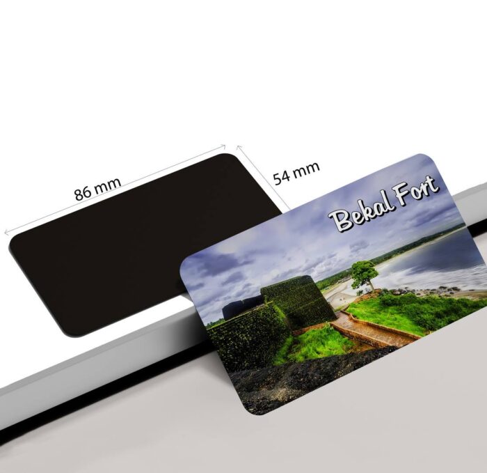 dhcrafts Rectangular Rubber Fridge Magnet / Magnetic Card Multicolor Kerala Bekal Fort Design Pack of 1 (8.6cm x 5.4cm)