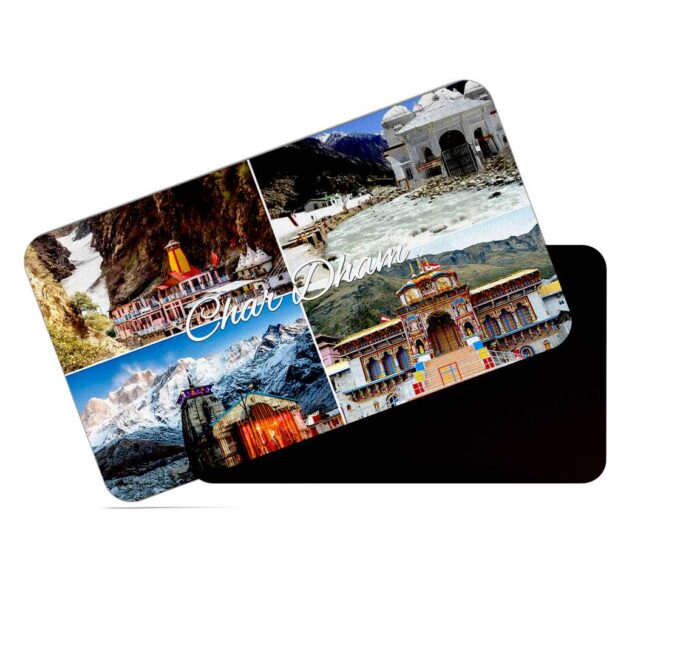 dhcrafts Rectangular Rubber Fridge Magnet / Magnetic Card Multicolor India Char Cham Design Pack of 1 (8.6cm x 5.4cm)