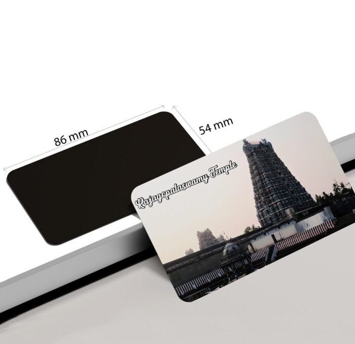 dhcrafts Rectangular Rubber Fridge Magnet / Magnetic Card Multicolor Tamil Nadu Rajagopalaswamy Temple Design Pack of 1 (8.6cm x 5.4cm)