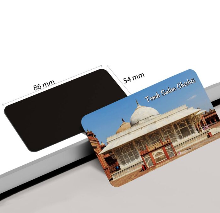 dhcrafts Rectangular Rubber Fridge Magnet / Magnetic Card Multicolor Uttar Pradesh Tomb Salim Chishti Design Pack of 1 (8.6cm x 5.4cm)
